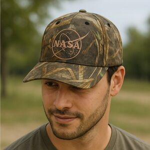 NASA Realtree Max-5 Camo Hat Adjustable Embroidered Logo Cap Outdoor